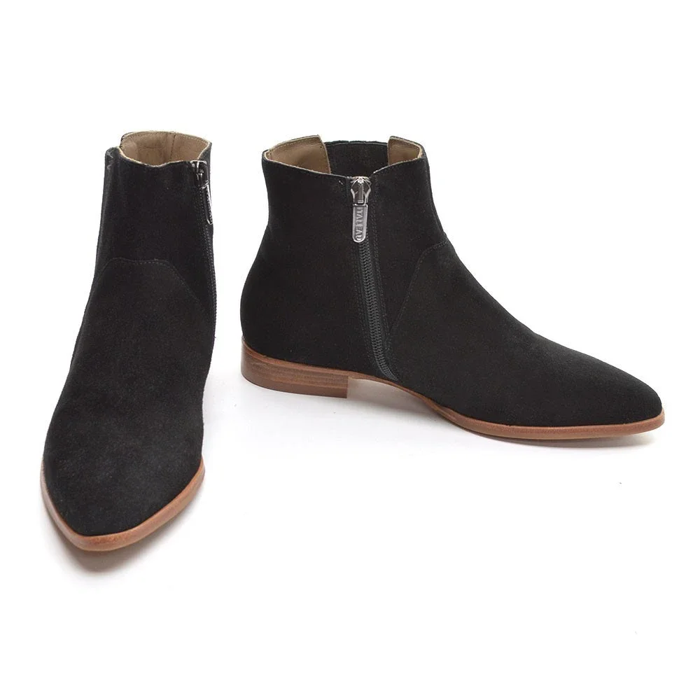 Italeau Lunella Black Suede Chelsea Booties 36.5 New